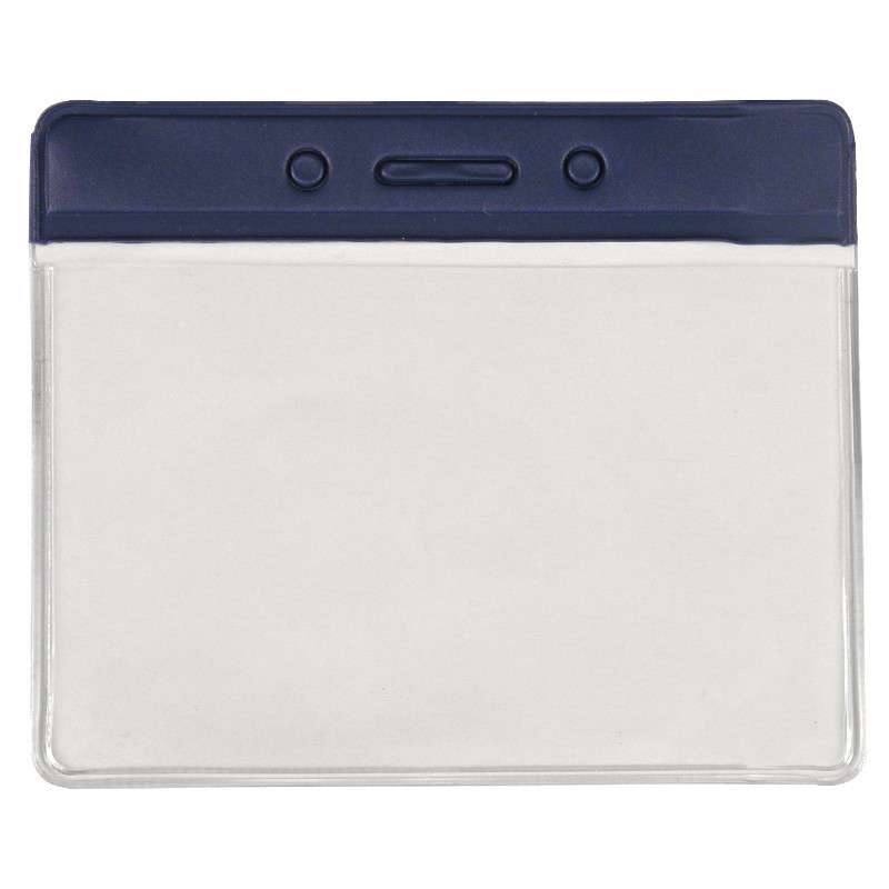 Horizonatal Badge Holder with Color Top, Blue, 4-1/4" x 3-3/8" Insert Size
